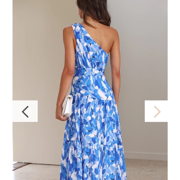 Blue floral one shoulder dress - Picture 3 of 7